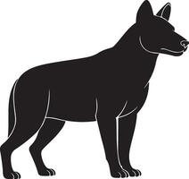 A black and white silhouette of a dog standing vector