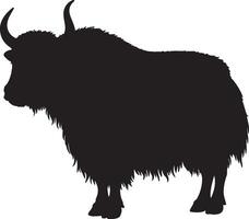 Silhouette of yak on white background vector