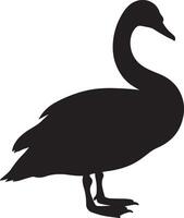 A black silhouette of a swan on a white background vector