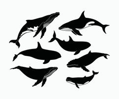 Simple Whale Silhouette EPS Template on a White Background vector