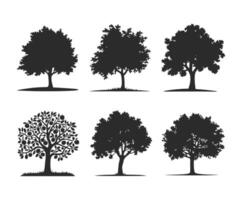 Apple Tree Silhouette Collection EPS Template on White Background vector