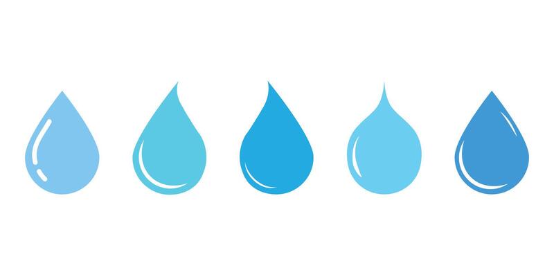 Blue water drop icon set.