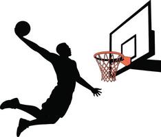 Silhouette of a Basketball Player Dunking vector