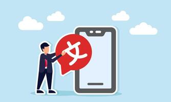 Businessman Holding Chat Dialog with Chinese Character Beside Smartphone Illustration of Cross Language Communication vector