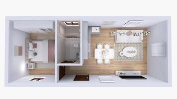 3D Rendered Floor Plan of a Modern Apartment photo