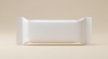 Simple White Rectangular Flow Pack Mockup for Snack Bar or Confectionery Product Presentation photo