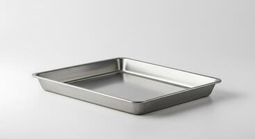 Sleek Rectangular Aluminum Baking Pan for Cakes, Brownies, and Roasting on a Plain Background photo