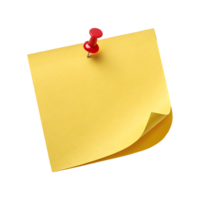 A blank yellow sticky note, a yellow memo with a pin, and a yellow post-it with a pushpin are office reminders png