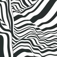 Abstract wave of white and black curved lines. Hallucination distorted lines backdrop.. Optical illusion pattern. Twisted futuristic background of lines. Dynamic wave vector