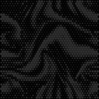 Digital black folds camouflage, hexagons pattern. Futuristic print techno wavy background. Urban dark camo halftone dots grid texture. Fashionable wallpaper vector