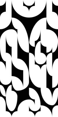 Graphic black and white composition of simple shapes in modular grid. Bauhaus pattern, minimal design with sharp and smooth curve lines, semicircles details