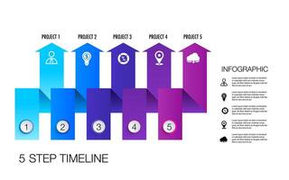 infographic template 5 step for business direction, marketing strategy, diagram, data, growth, arrow timeline, for presentation report vector