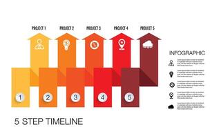 infographic template 5 step for business direction, marketing strategy, diagram, data, growth, arrow timeline for presentation vector
