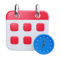 3d calendar with a clock next to it. png