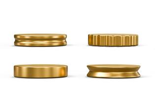 Clean gold podium set pack isolated background 3d rendering photo
