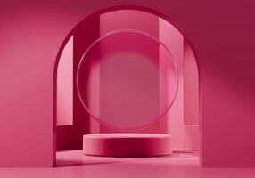 3D rendering abstract pink arc platform podium product presentation background photo