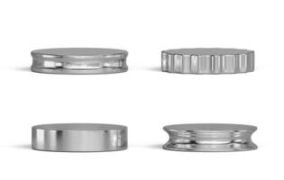 Silver chrome podium set pack isolated background 3d rendering photo