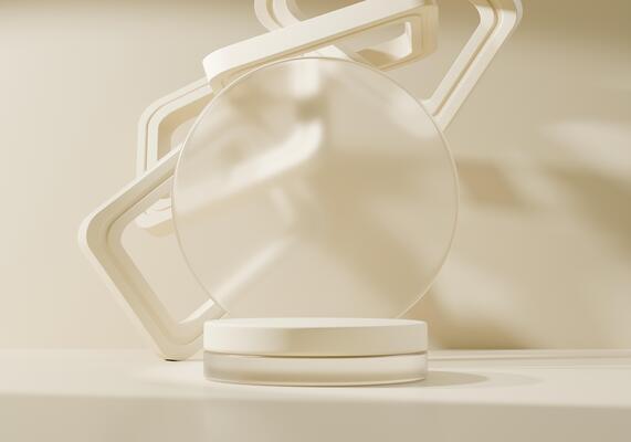 Minimal Modern Warm White Podium Platform For Product Display Showcase 3D Rendering