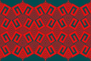 red Ethnic fabric pattern Designed from geometric shapes Ethnic Asian style fabric pattern Used for home decoration, carpet work, vector