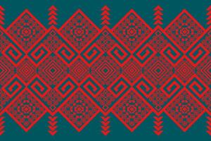 red green Ethnic fabric pattern Designed from geometric shapes Ethnic Asian style fabric pattern Used for home decoration, carpet work, vector