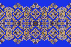 blue yellow Ethnic fabric pattern Designed from geometric shapes Ethnic Asian style fabric pattern Used for home decoration, carpet work, vector