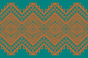 green orange Ethnic fabric pattern Designed from geometric shapes Ethnic Asian style fabric pattern Used for home decoration, carpet work, vector