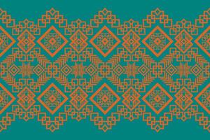 orange Ethnic fabric pattern Designed from geometric shapes Ethnic Asian style fabric pattern Used for home decoration, carpet work, vector