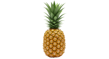 A ripe pineapple stands tall with its vibrant yellow and green hues against transparency. png