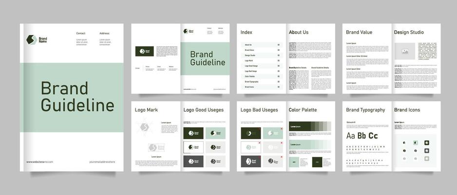 Brand Guideline Presentation template. Brand Strategy Guideline Layout. Brand Identity Guideline