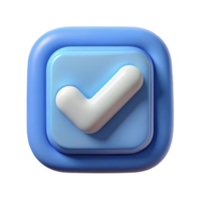 A smooth blue checkmark icon against a soft blue background, symbolizing confirmation and success. png