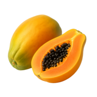Ripe Papaya with Seeds and Whole Fruit on Transparent Background png