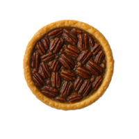 Whole Pecan Pie Top View Isolated on Transparent Background png