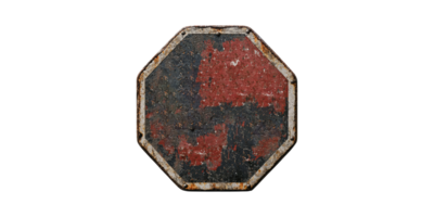 Weathered And Rusty Stop Sign. Symbol Of Urban Decay And Time Passage Isolated On Transparent Background png
