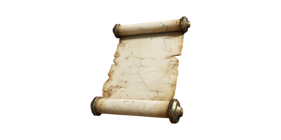 Ancient Scroll With Blank Parchment. Historical Document And Vintage Manuscript Concept Isolated On Transparent Background png