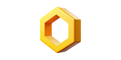 Yellow Hexagonal 3D Shape. Symbolizes Modern Design And Geometric Precision Isolated On Transparent Background png