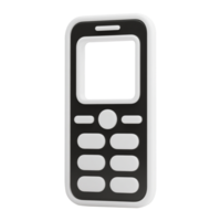 3D rendering of a retro mobile phone in black and white isolated on a transparent background png