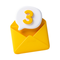 Email Alert Inbox with Notification Bubble Showing Three Unread Messages png