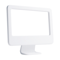 3D Render of a Clean White Computer Monitor on Transparent Background png