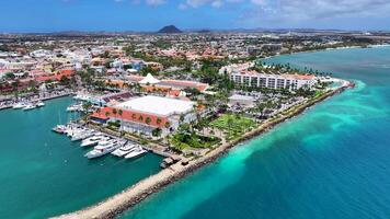 High Angle of Luxury Resort in Oranjestad Caribbean Netherlands in Aruba. Amazing Scene. video