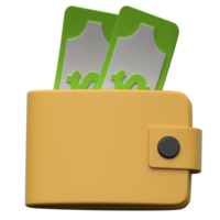 Wallet 3D icon on transparent background png