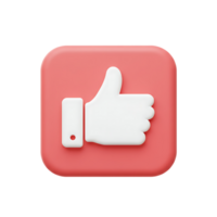 3D Render of a Pink Square Button with Thumbs Up Icon png