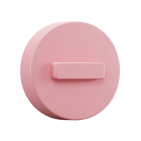Pink Pastel 3D Render of a Circle with a Horizontal Rectangle Representing a Pause Button or Symbol png