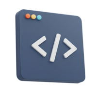 3D programming icon logo symbol transparent image with modern tech style for coding app UI and software branding png