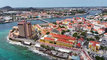 Aerial Curacao Skyline at Punda Willemstad in Curacao.. Scenic Background. video