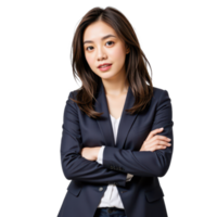 Asian business woman with arms crossed png