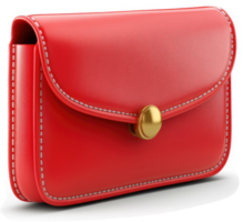 Red leather phone case, angled view, digitally rendered. png