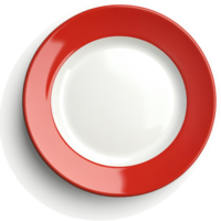 Red-rimmed plate with white center. png