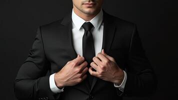 Professional businessman wearing a dark suit and tie photo