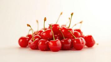 Pile Of Red Cherries On White Background Stock Photo Photography