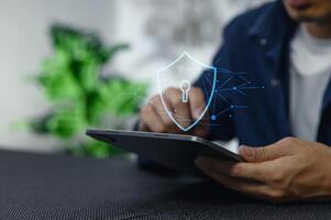 Digital Security Concept with Network Protection and User Interaction photo
